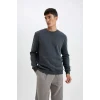T3777 Regular Fit Bisiklet Yaka Basic Düz Sweatshirt