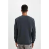 T3777 Regular Fit Bisiklet Yaka Basic Düz Sweatshirt