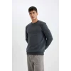 T3777 Regular Fit Bisiklet Yaka Basic Düz Sweatshirt