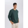 T3777 Regular Fit Bisiklet Yaka Kalın Basic Düz Sweatshirt