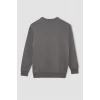 T5139 Oversize Geniş Kalıp Bisiklet Yaka Kalın Kumaş Basic Düz Sweatshirt
