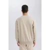 T5139 Oversize Geniş Kalıp Bisiklet Yaka Kalın Basic Düz Sweatshirt