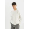 T5139 Oversize Geniş Kalıp Bisiklet Yaka Kalın Kumaş Basic Düz Sweatshirt