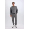 T5139 Oversize Geniş Kalıp Bisiklet Yaka Kalın Kumaş Basic Düz Sweatshirt
