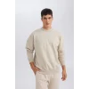 T5139 Oversize Geniş Kalıp Bisiklet Yaka Kalın Basic Düz Sweatshirt
