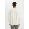 T5139 Oversize Geniş Kalıp Bisiklet Yaka Kalın Kumaş Basic Düz Sweatshirt