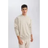 T5139 Oversize Geniş Kalıp Bisiklet Yaka Kalın Basic Düz Sweatshirt