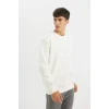 T5139 Oversize Geniş Kalıp Bisiklet Yaka Kalın Kumaş Basic Düz Sweatshirt