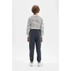 W0773 Antrasit Beli Paçası Lastikli Cepli Jogger Okul Eşofman Altı