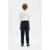 W0773 Lacivert Beli Paçası Lastikli Cepli Jogger Okul Eşofman Altı