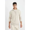 X7405 Comfort Regular Fit Rahat Kalıp Fermuarlı Dik Yaka Basic Sweatshirt