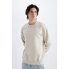 X8282 Boxy Fit Bisiklet Yaka Baskılı Sweatshirt