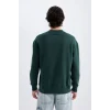 X8282 Boxy Fit Bisiklet Yaka Baskılı Sweatshirt