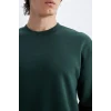 X8282 Boxy Fit Bisiklet Yaka Baskılı Sweatshirt