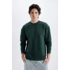 X8282 Boxy Fit Bisiklet Yaka Baskılı Sweatshirt
