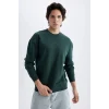 X8282 Boxy Fit Bisiklet Yaka Baskılı Sweatshirt