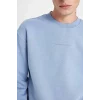 X8282 Boxy Fit Bisiklet Yaka Baskılı Sweatshirt