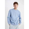 X8282 Boxy Fit Bisiklet Yaka Baskılı Sweatshirt