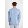 X8282 Boxy Fit Bisiklet Yaka Baskılı Sweatshirt