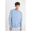 X8282 Boxy Fit Bisiklet Yaka Baskılı Sweatshirt