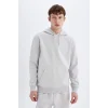 X8283 Regular Fit Kapüşonlu İçi Yumuşak Tüylü Basic Düz Sweatshirt