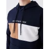 XSIDE Lacivert Uzun Kollu Baskılı Erkek Kalın Hoodie