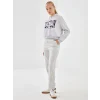 XSIDE ACTIVE Gri Beli Lastikli Kadın Kalın Jogger Spor Eşofman Altı