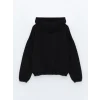 XSIDE ACTIVE Siyah Kapüşonlu Oversize Kadın Kalın Fermuarlı Sweatshirt