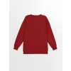 XSIDE Bordo Bisiklet Yaka Nakışlı Oversize Kadın Sweatshirt