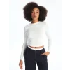 XSIDE Ekru Bisiklet Yaka Düz Uzun Kollu Kadın Body