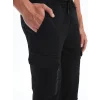 XSIDE Siyah Slim Fit Gabardin Erkek Kargo Pantolon