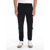 XSIDE Siyah Slim Fit Gabardin Erkek Kargo Pantolon