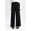 Y1325 Relax Fit Beli Lastikli Geniş Paça Basic Düz Triko Pantolon