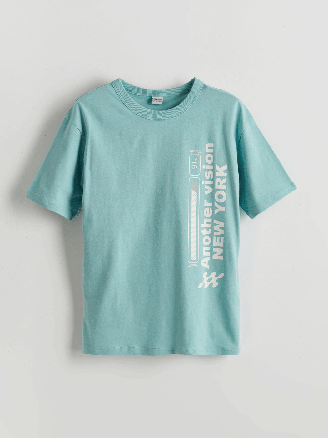 LCW Kids Yeşil Bisiklet Yaka Erkek Çocuk Tişört