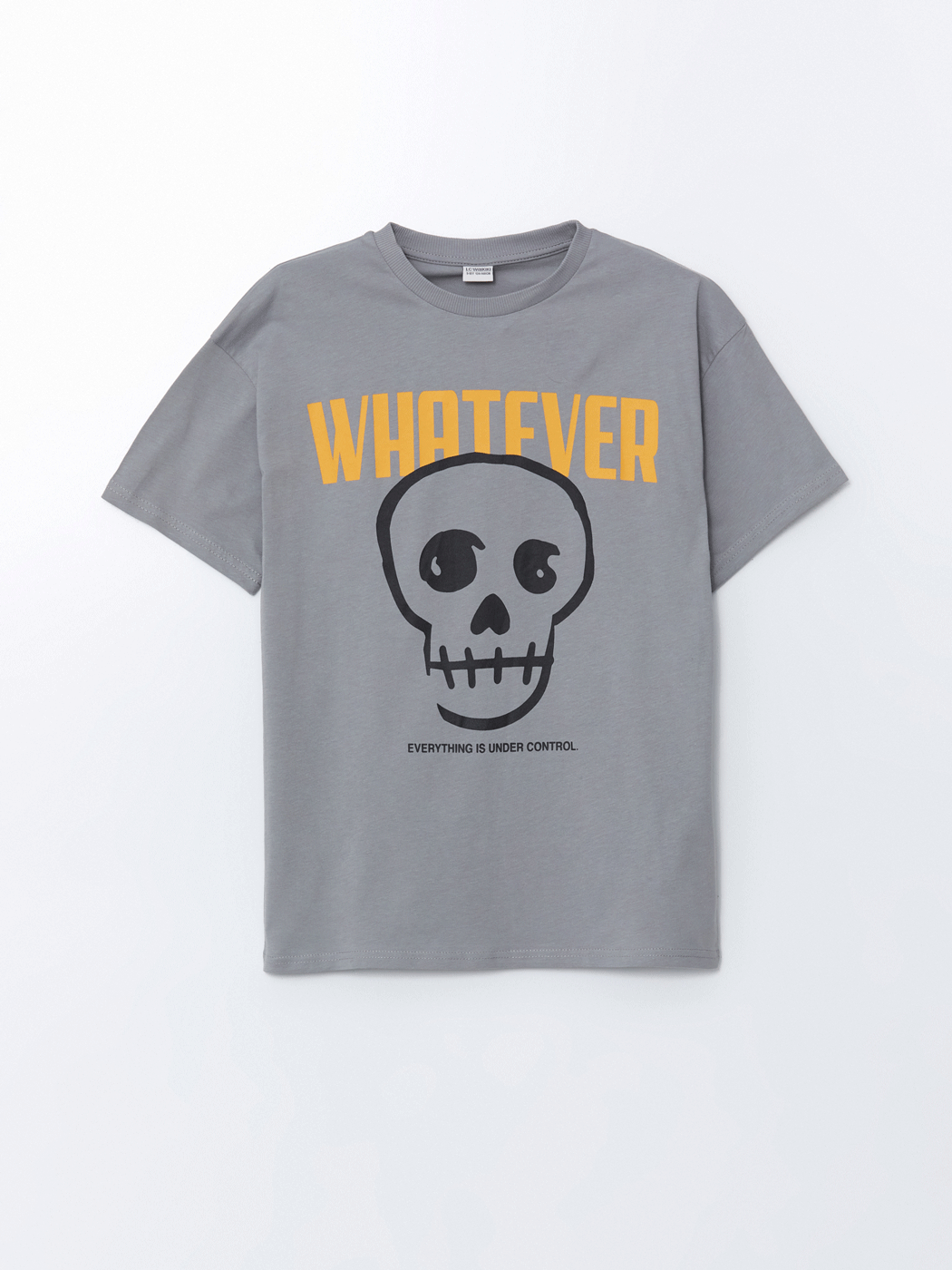 LCW Kids Gri Bisiklet Yaka Erkek Çocuk Tişört