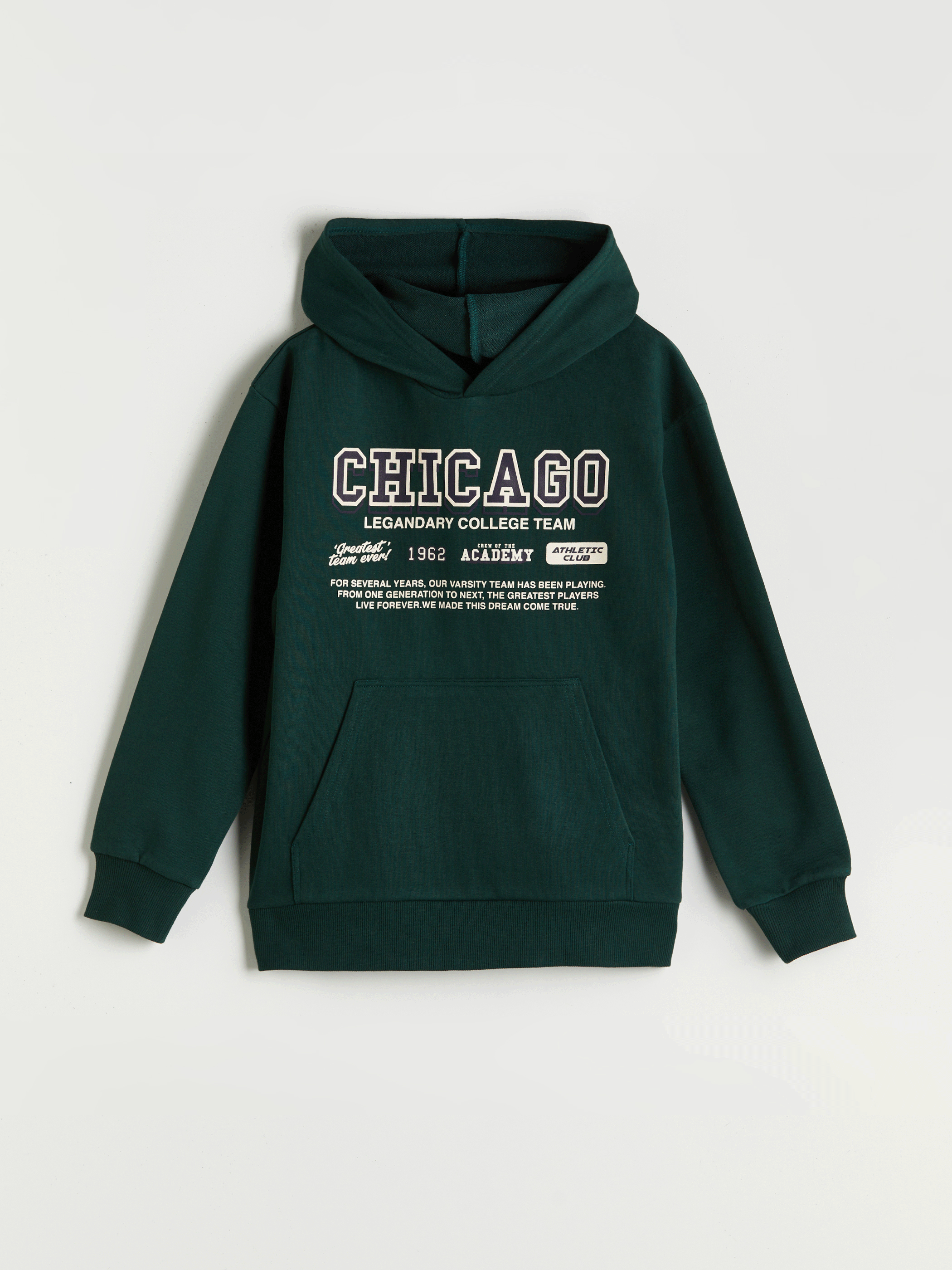 LCW Kids Yeşil Kapüşonlu Chicago Baskılı Erkek Çocuk Sweatshirt