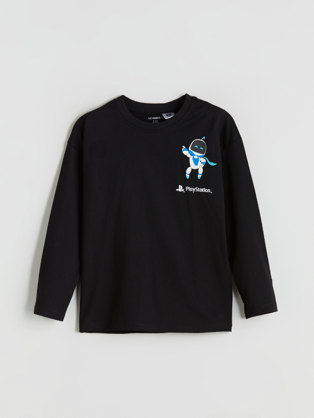 LCW Kids Siyah Bisiklet Yaka Baskılı Erkek Çocuk Tişört