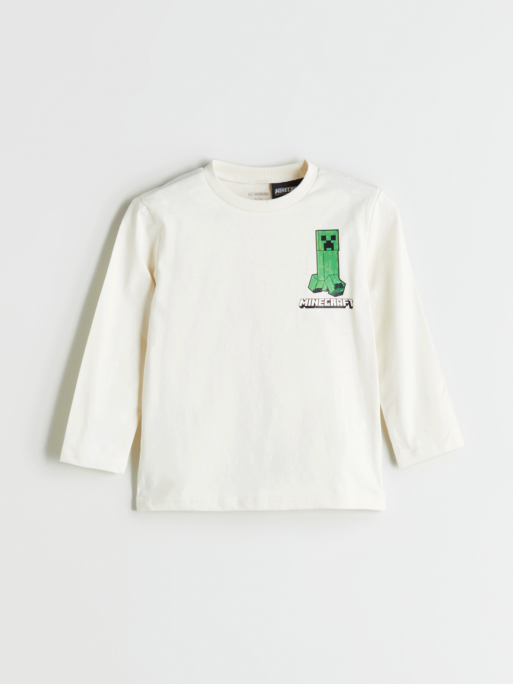 LCW Kids Bej Bisiklet Yaka Baskılı Erkek Çocuk Tişört