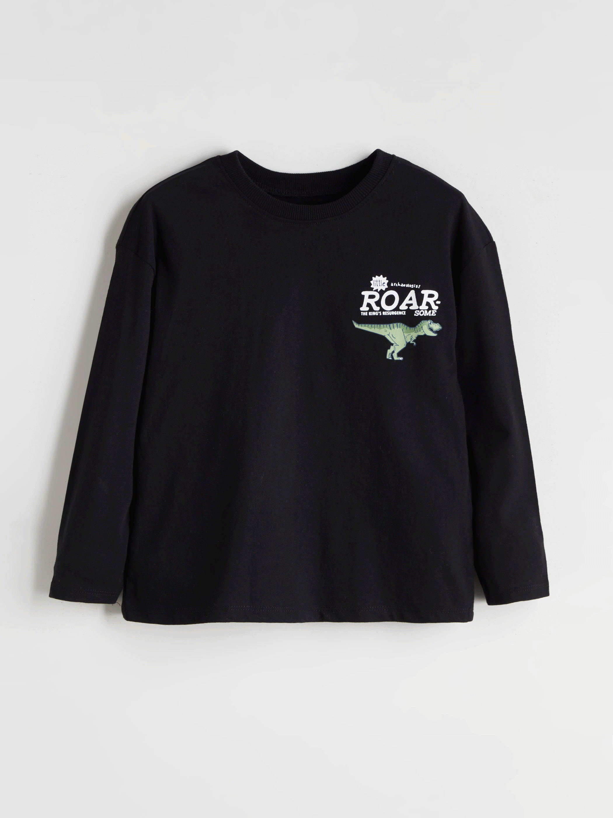 LCW Kids Siyah Bisiklet Yaka Baskılı Erkek Çocuk Tişört