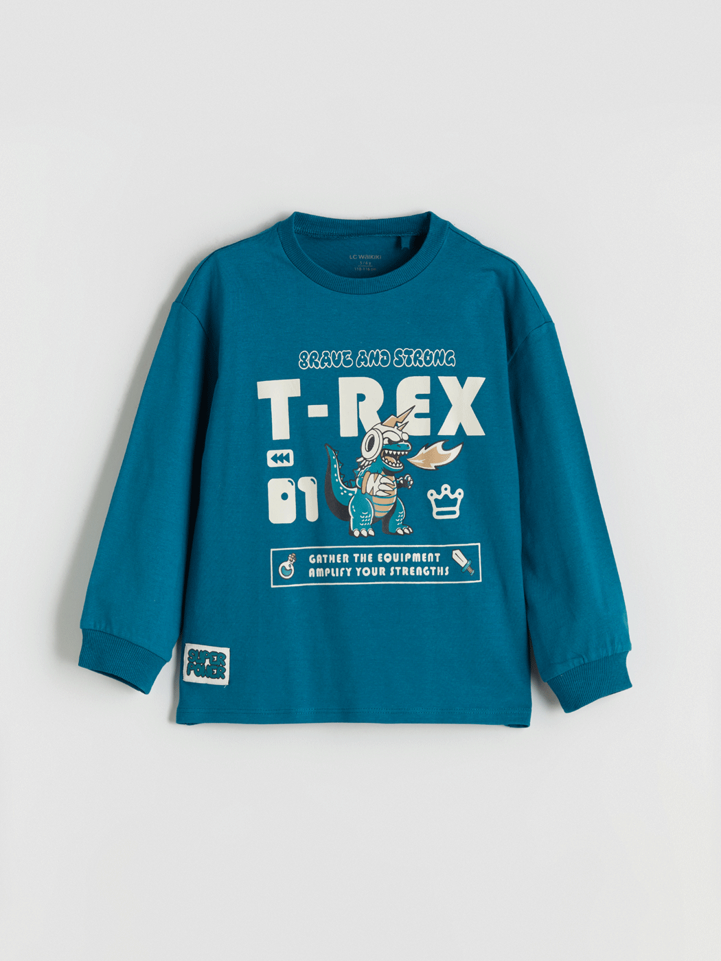 LCW Kids Petrol Dinozor Baskılı Erkek Çocuk Sweatshirt