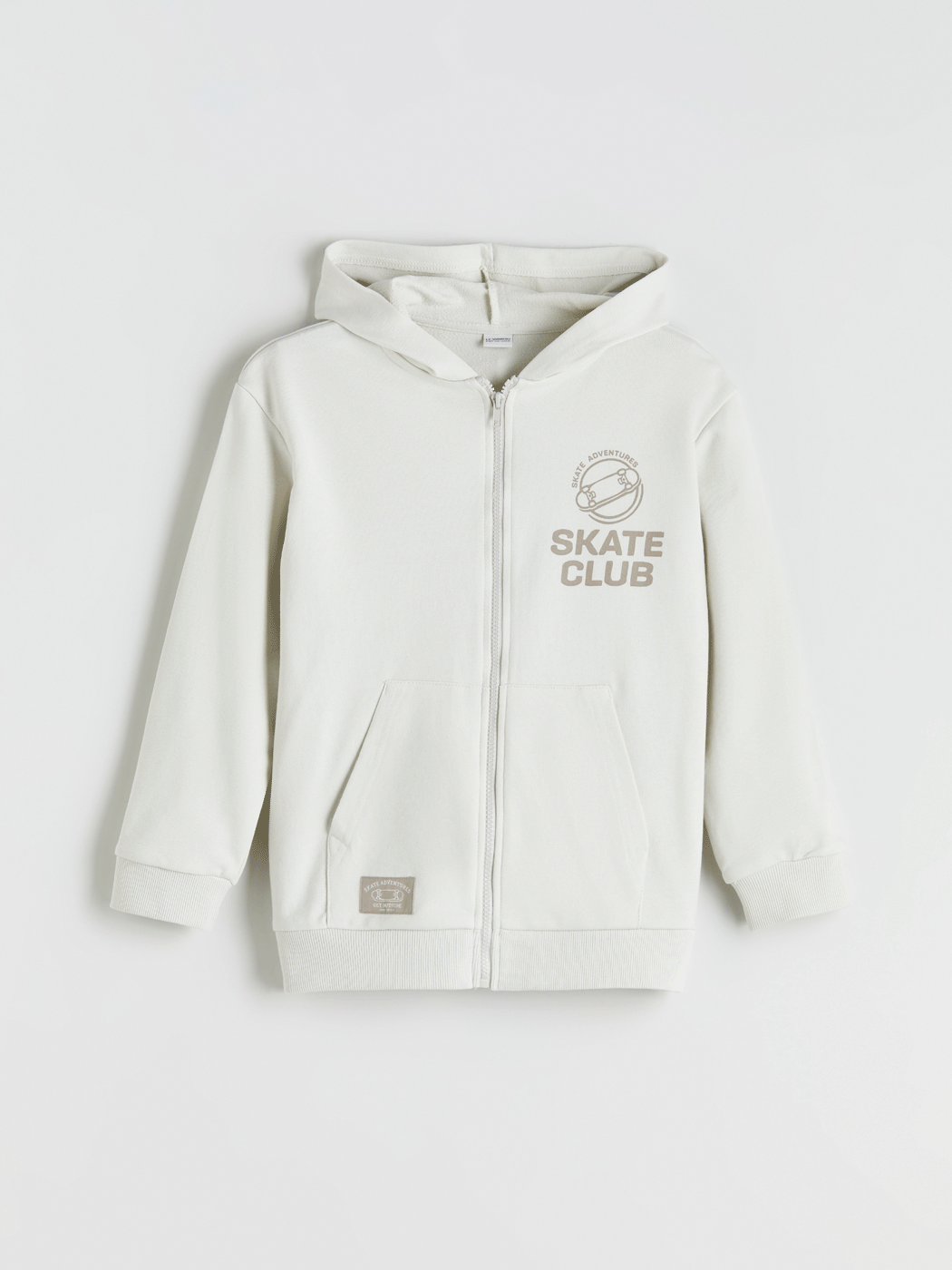 LCW Kids Gri Kapüşonlu Baskılı Erkek Çocuk Fermuarlı Sweatshirt