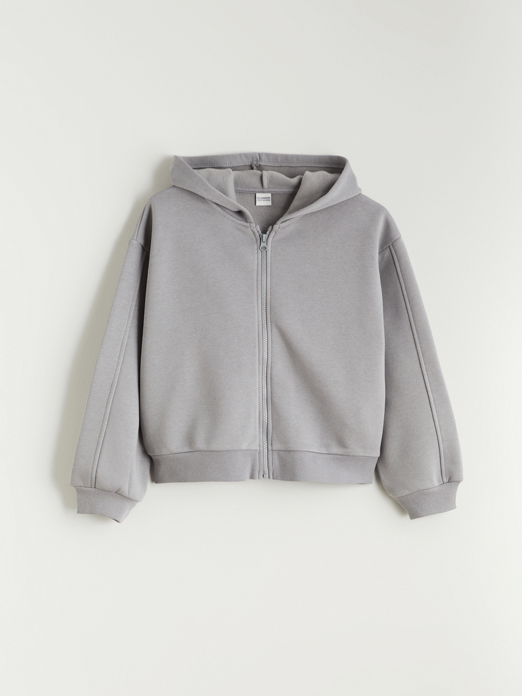 LCW Kids Gri Kapüşonlu Kız Çocuk Fermuarlı Sweatshirt