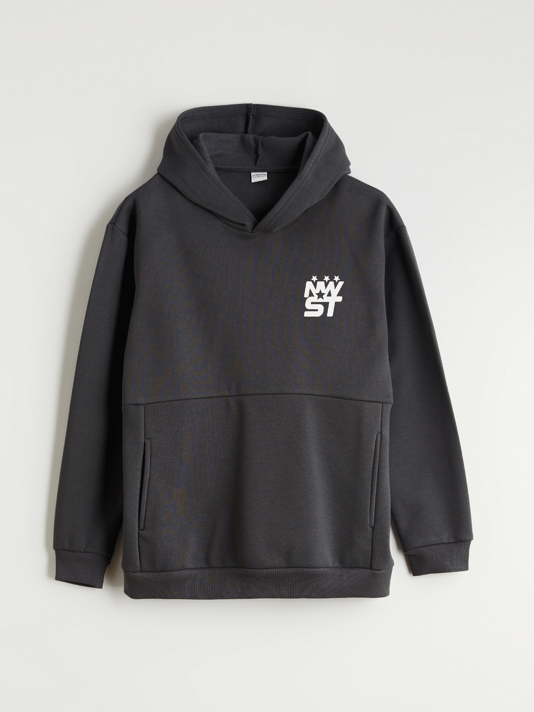 LCW Kids Antrasit Kapüşonlu Baskılı Erkek Çocuk Sweatshirt