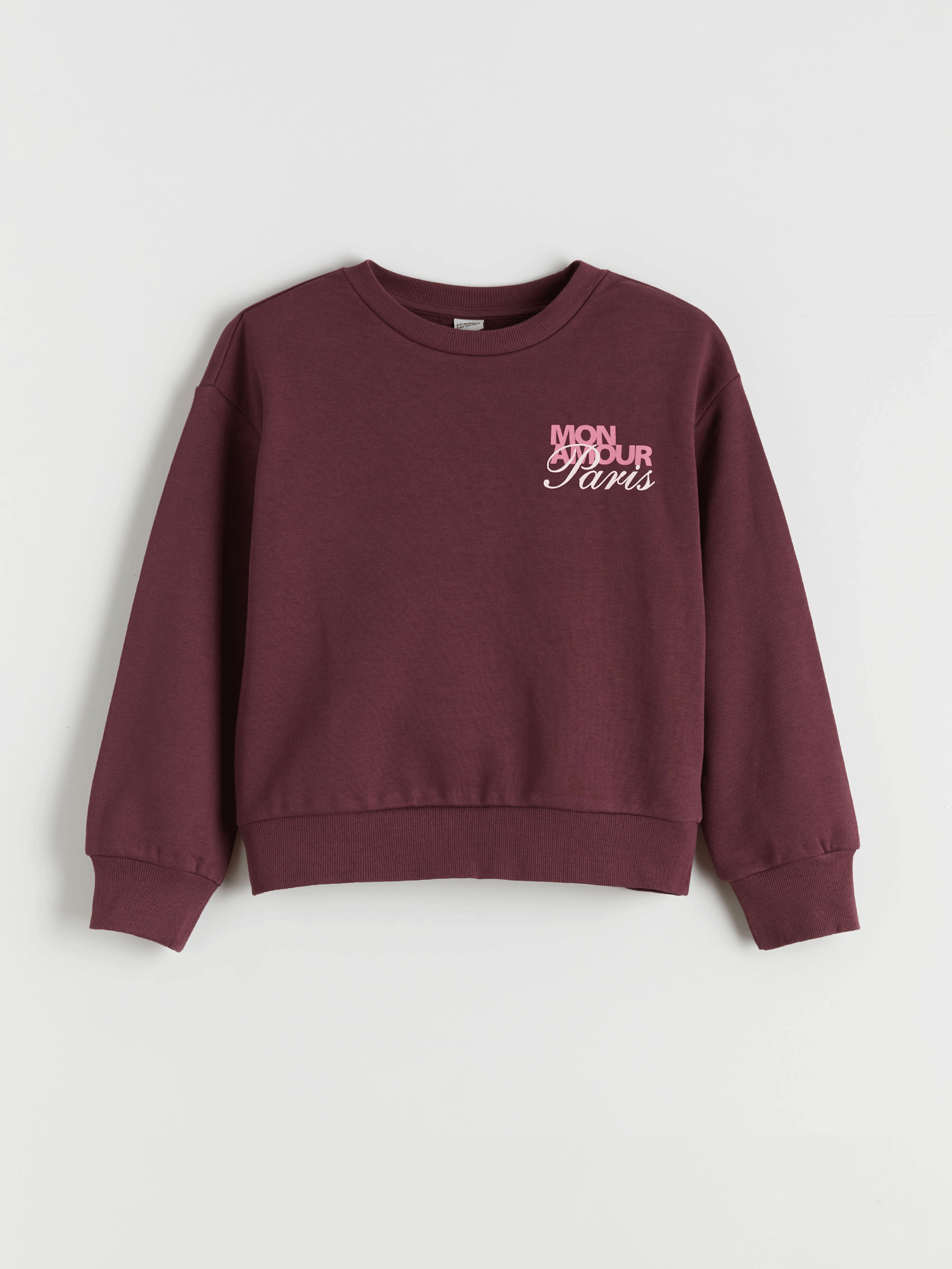 LCW Kids Mürdüm Bisiklet Yaka Baskılı Kalın Kız Çocuk Sweatshirt