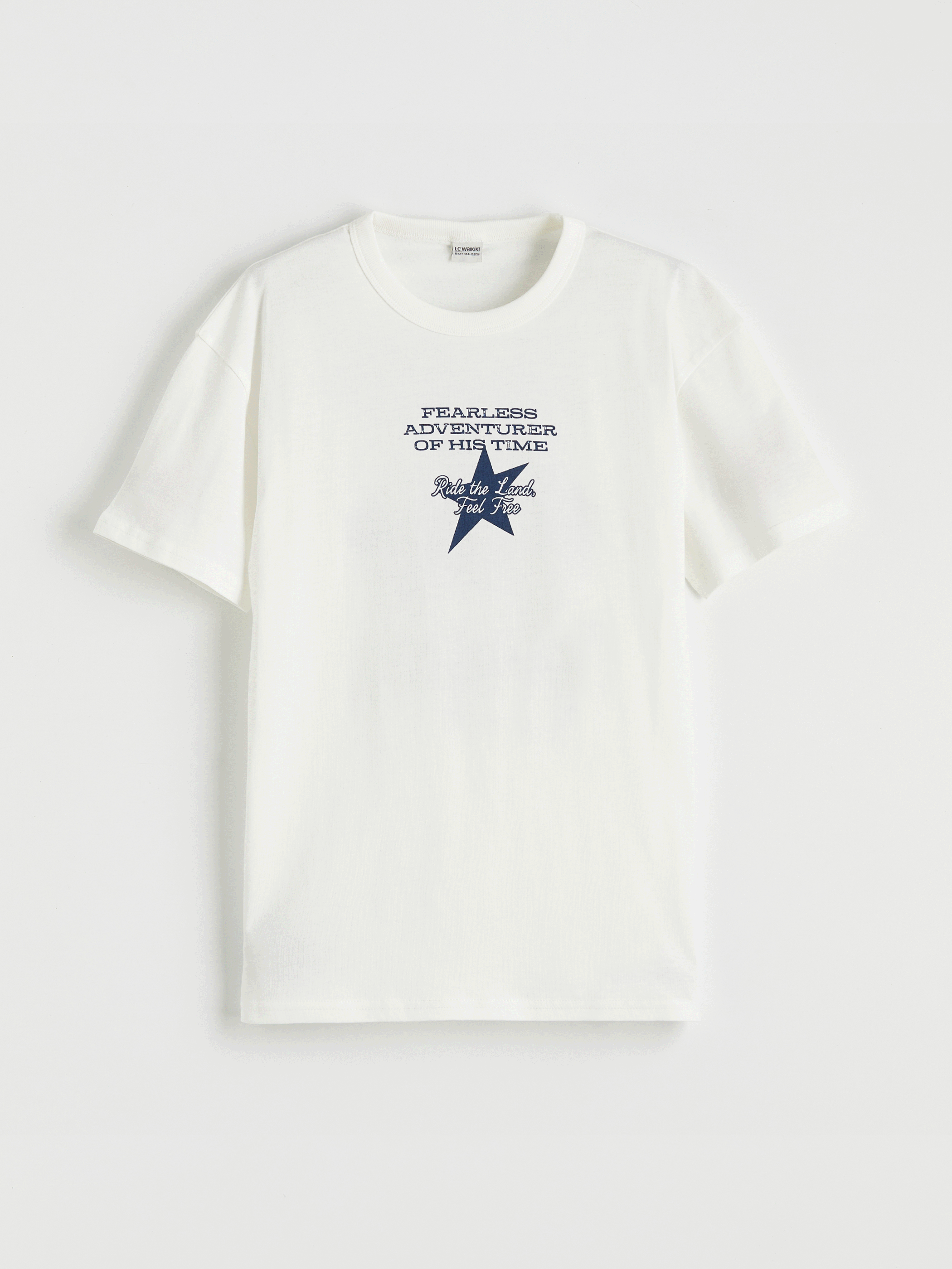 LCW Kids Ekru Baskılı Erkek Çocuk Tişört