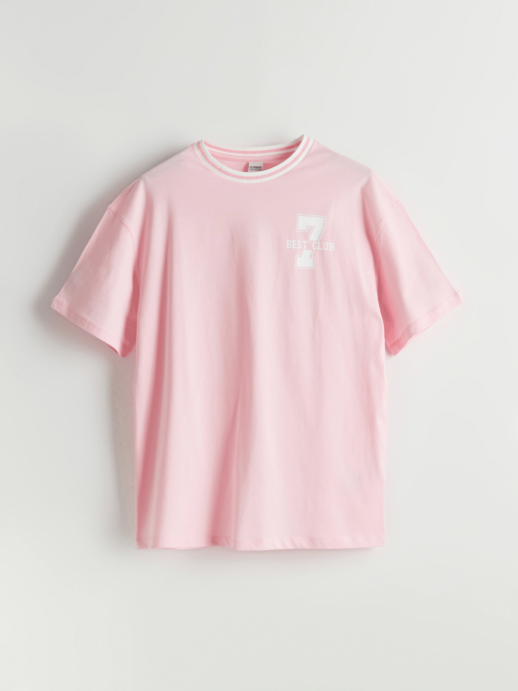 LCW Kids Pembe Bisiklet Yaka Baskılı Kız Çocuk Tişört