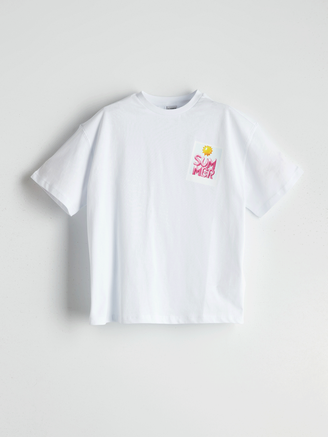 LCW Kids Beyaz Bisiklet Yaka Kız Çocuk Tişört