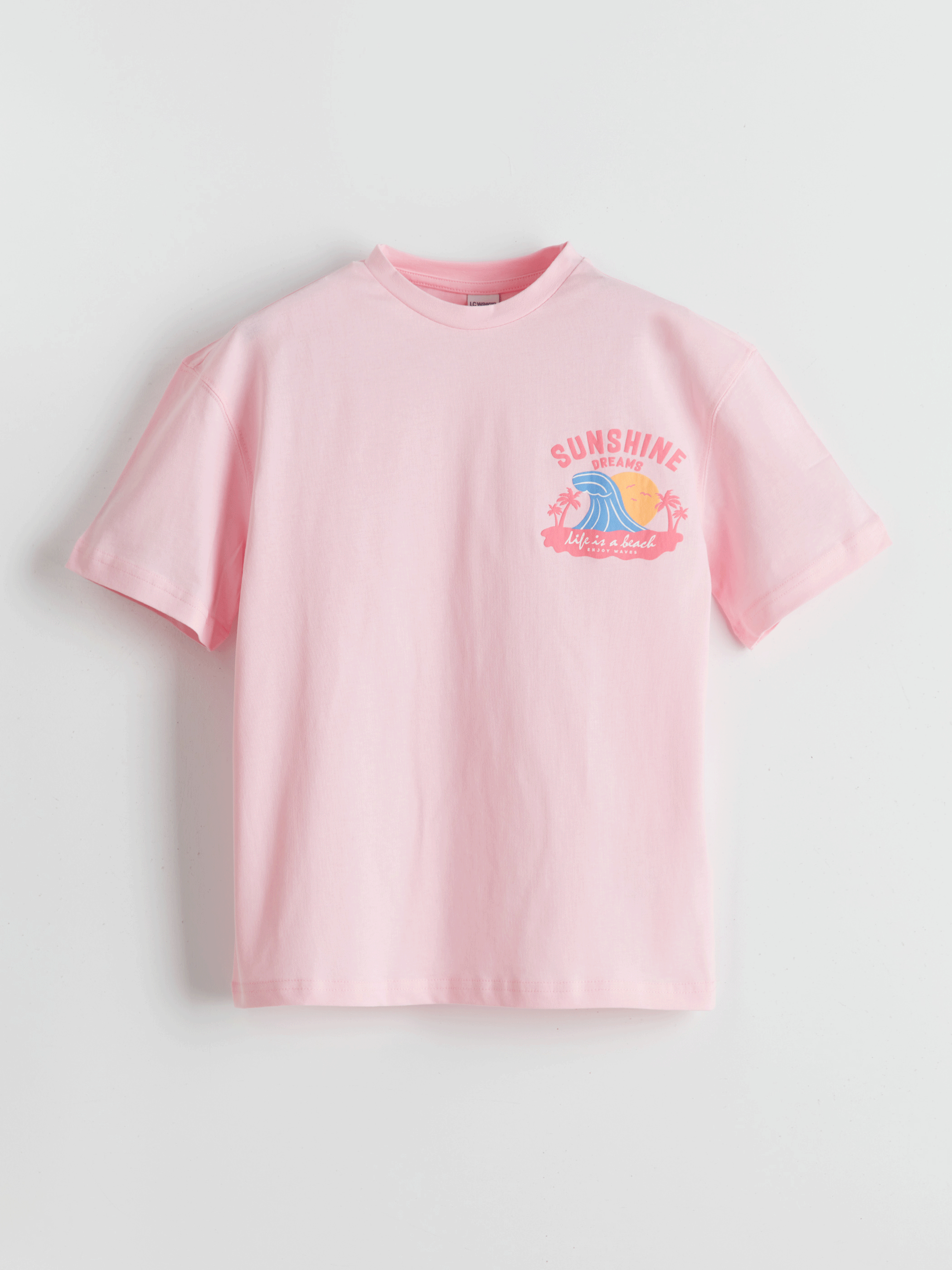 LCW Kids Pembe Bisiklet Yaka Kız Çocuk Tişört