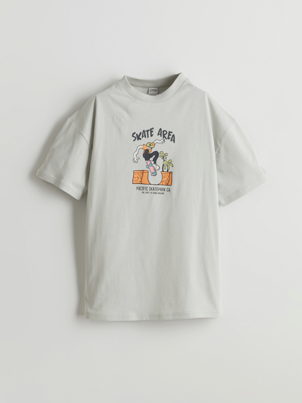 LCW Kids Gri Bisiklet Yaka Erkek Çocuk Tişört