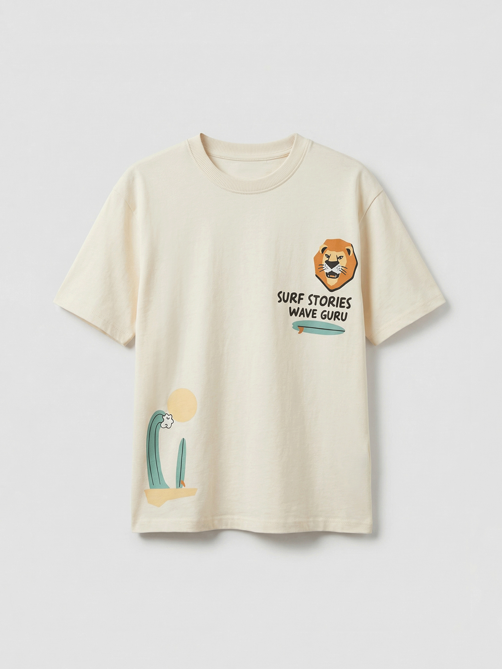 LCW Kids Bej Baskılı Erkek Çocuk Tişört
